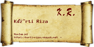 Kürti Riza névjegykártya